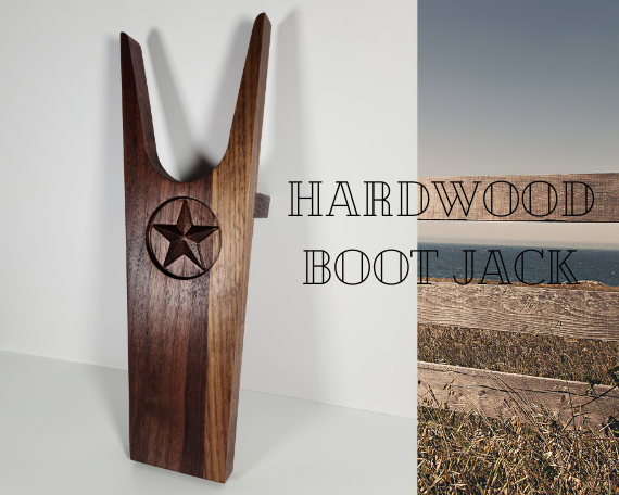 Hardwood boot jack - unique 3d carved Western Texas lone star, Saddle, Gun Slinger